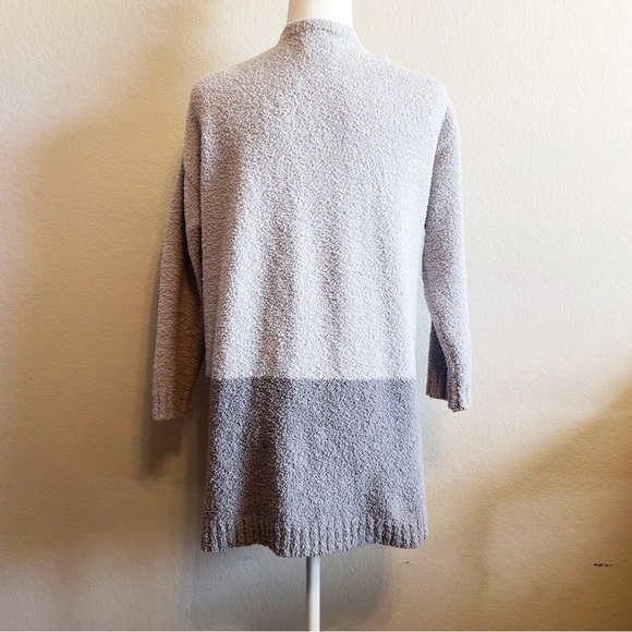 Thread and Supply Gray Stripe Open Front Longline Cozy Cloud Wrap Comfy Cardigan - Picture 6 of 7